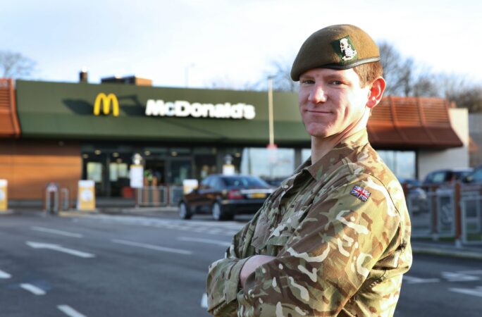 4 Yorks reserve Ryan Shippey outside his Barnsley workplace, McDonalds.
